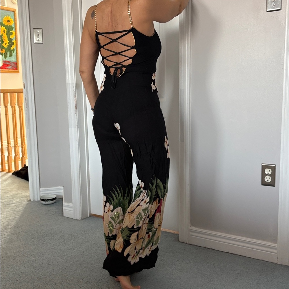 Floral Black Jumpsuit